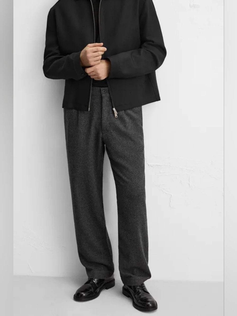 Zara Textured Wool-Blend Trousers Size 32